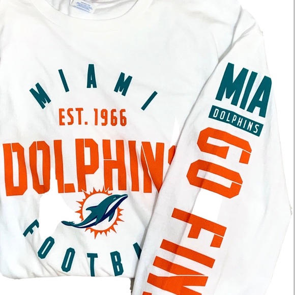 MIAMI DOLPHINS Men’s White Long Sleeve NFL Tee by Majestic XL New w/o Tags - Picture 3 of 6